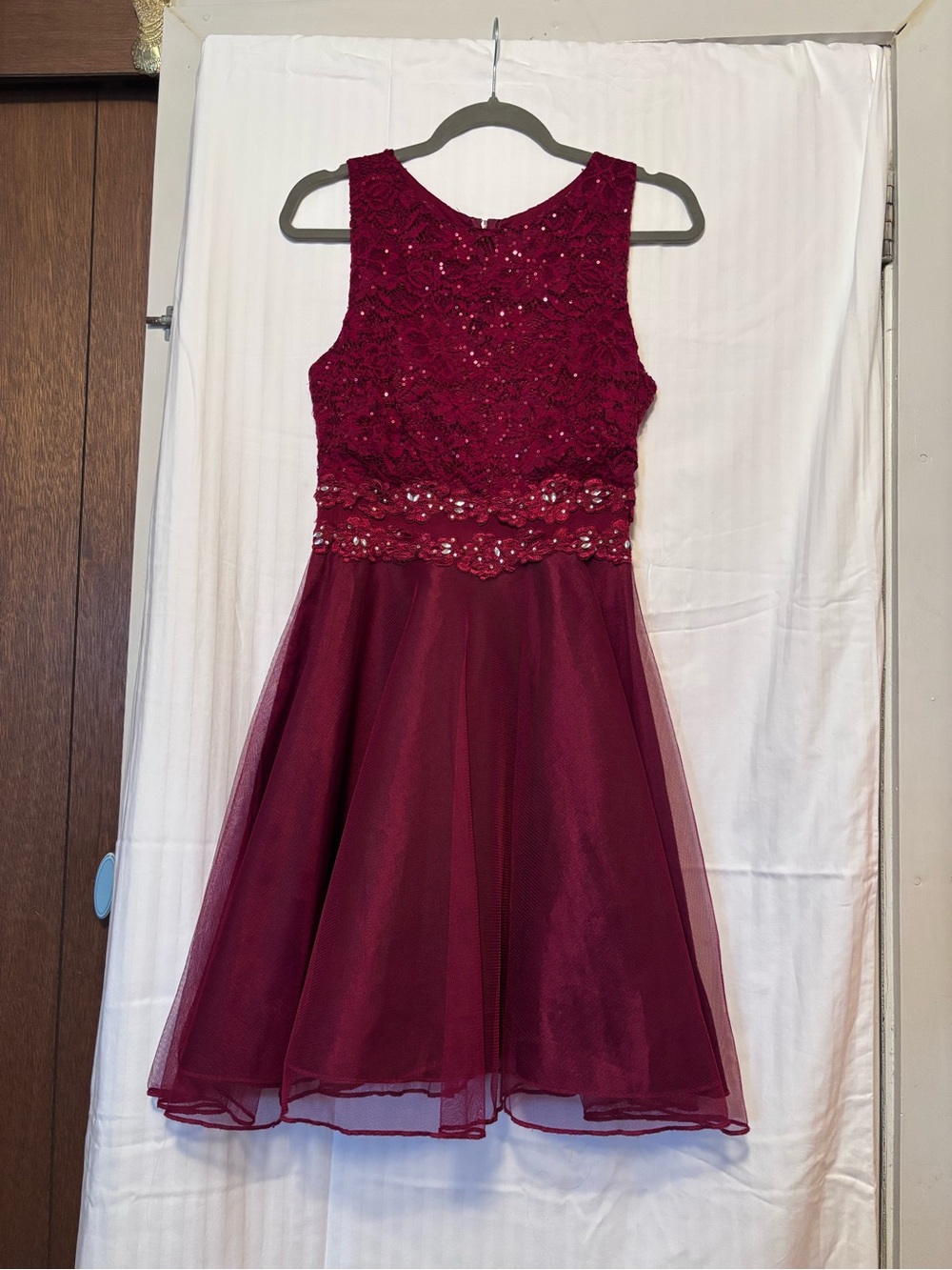 Elegant Burgundy Lace Dress